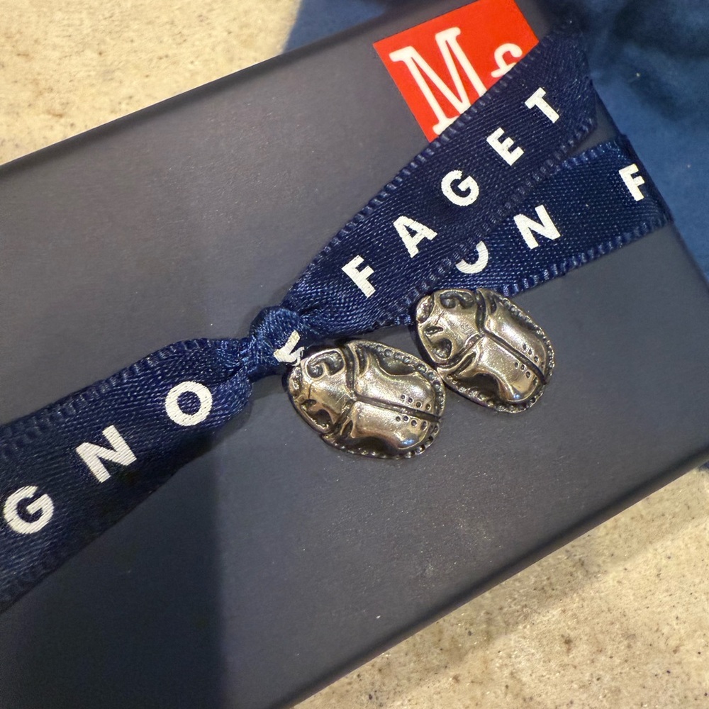 Mignon Faget very rare, retired sterling silver scarab earrings - Picture 4 of 10